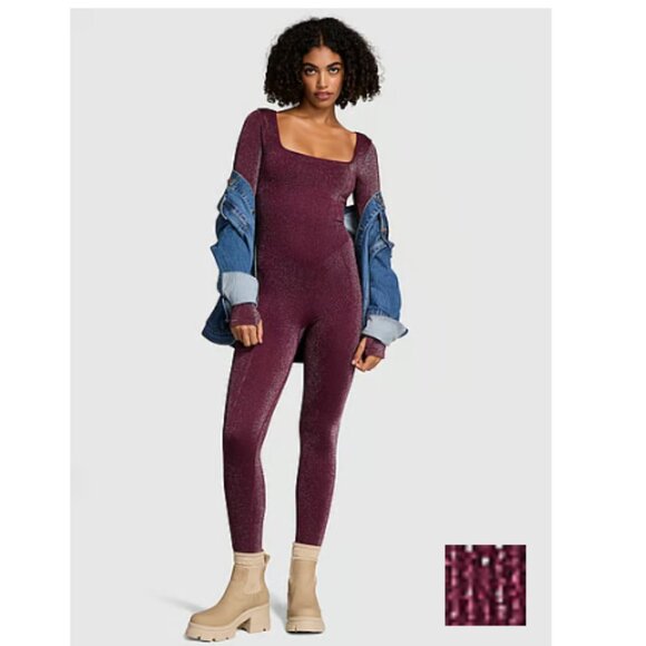 Victoria Secret Dressy Onesie W Bralette Black Silver Bling Thick Stretch NWT - Picture 3 of 5